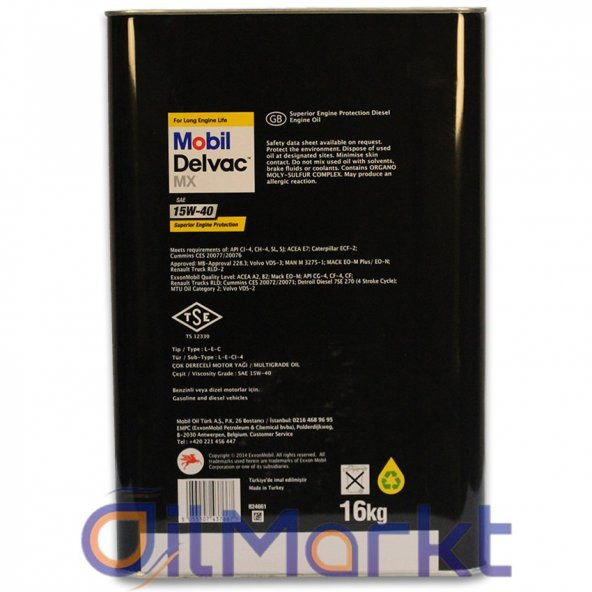 Mobil Delvac MX 15W-40 16 Kg Yüksek Performanslı Dizel Motor Yağı - 3