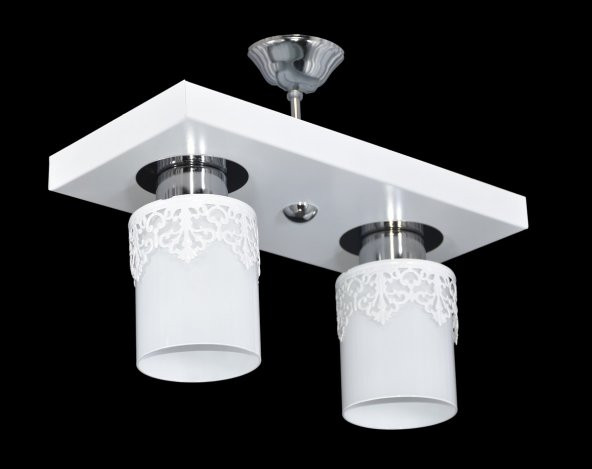 LAMBADAR İKİLİ DİKDÖRTGEN TEPSİ TAÇLI BEYAZ - 2