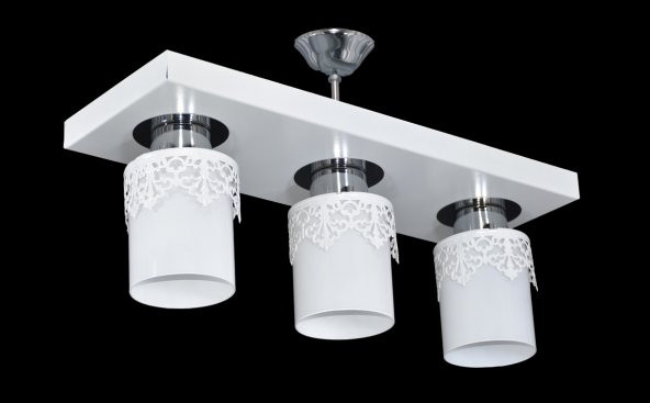 ÜÇLÜ DİKDÖRTGEN TEPSİ TAÇLI BEYAZ - 2