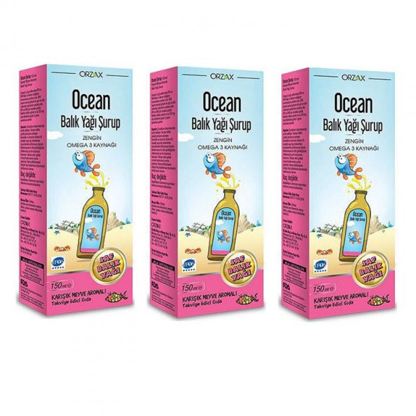 Ocean Karışık Meyve Aromalı Balık Yağı Şurubu 3'lü SKT:01/2021 - 2