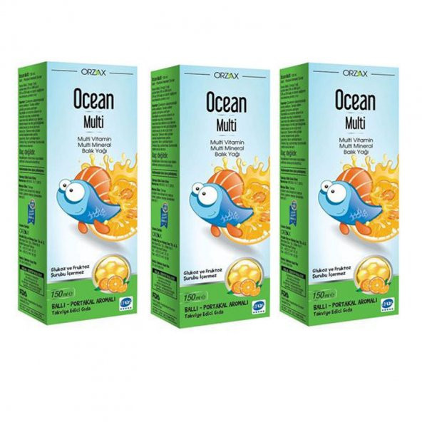 Ocean Multi Balık Yağı 150 ml Bal Portakal 3'lü SKT:08/2020