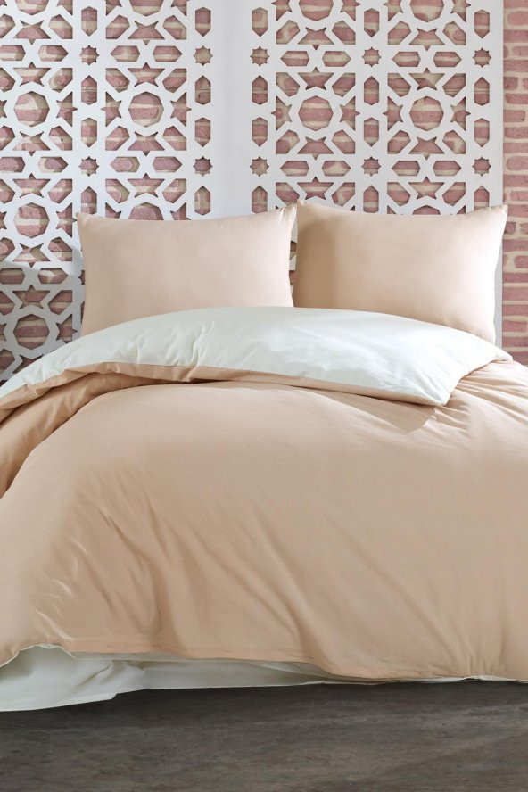 White Beige Tek Kişilik Nevresim Takımı
