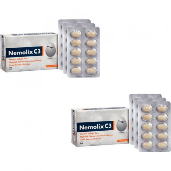 Nemolix C3 Yumurta Kabuğu Zarı - 30 Yumuşak Kapsül - 2 Kutu