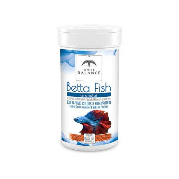White Balance Betta Fish Granules 100 ml Beta Balık Yemi Orjinal Kutusunda