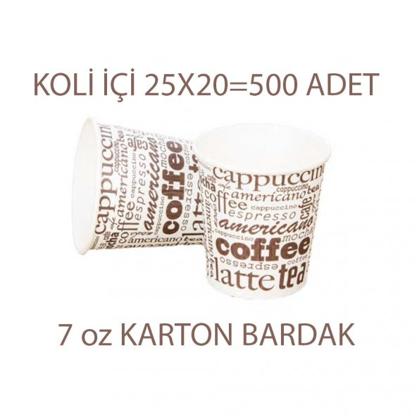 7 OZ KARTON BARDAK 500 ADET 1. Kalite-AKITMAZ-KOKUSUZ