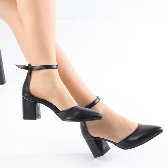 Föz Siyah Cilt Kadın Topuklu Ayakkabı