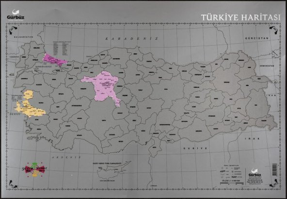 Kazınabilir Türkiye Haritası - Kazımalı Siyasi Harita 35 x 50 cm