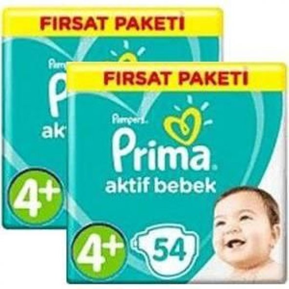Prima Bebek Bezi  4+ Beden 54 lü 2 Pk Toplam 108 Adet Maxi Plus