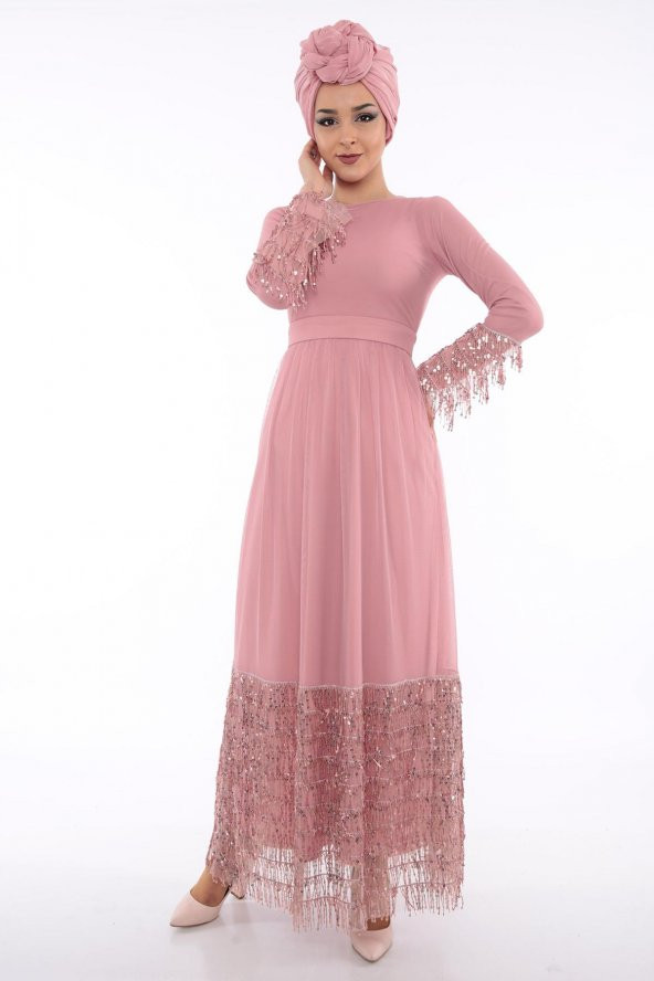 LOREEN Kadın Gül Abiye Elbise
