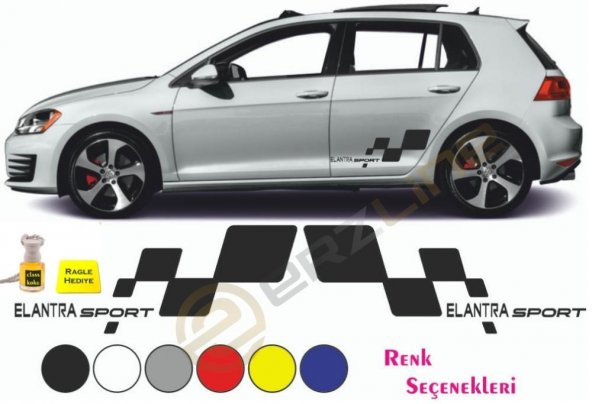 Erzline Hyundai Elantra Yan Sport Oto Sticker Sağ Sol 28x10cm