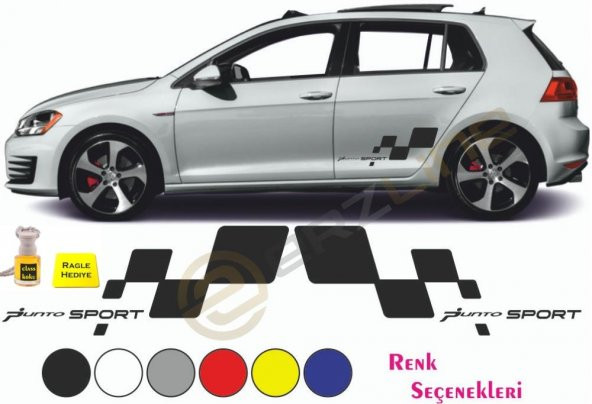 Erzline Fiat Punto Yan Sport Oto Sticker Sağ Sol 28x10cm