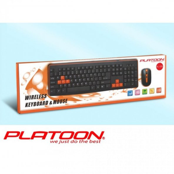 Platoon PL-378 USB Kablosuz Wireless Gamer Gaming Standart Q Klavye Mouse Set Oyunculara Özel