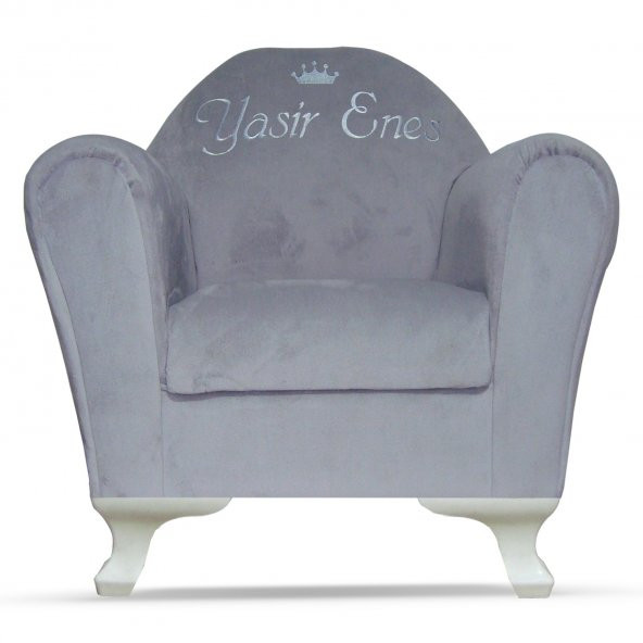 İsme Özel Nakışlı Çocuk Koltuğu Gri