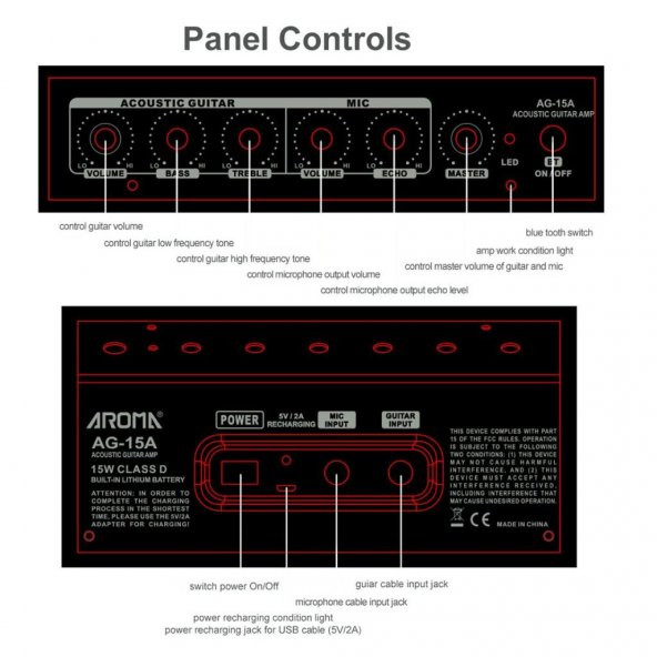 Aroma AG15A Akustik Gitar Amfisi - 4