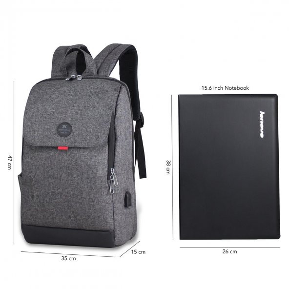 My Valice Smart Bag Busıness Usb Şarj Girişli Akıllı Notebook Sırt Çantası Gri