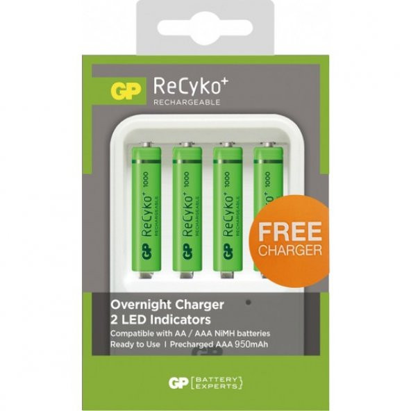 Gp Powerbank Pb420 Pil Şarj Cihazı + 4Lü Recyko 1000 Serisi Ni-Mh Şarj Edilebilir Aaa İnce Kalem Pil (Gppb420Gse100Aaafmtb-2Gbea4)