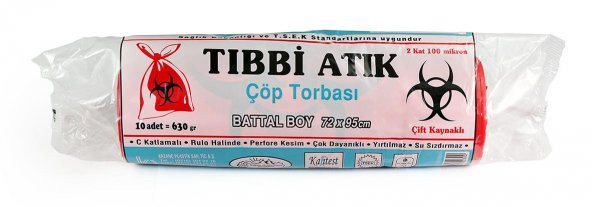 Tıbbi Atık Çöp Torbası Battal Boy 72X95 cm. 5 Paket