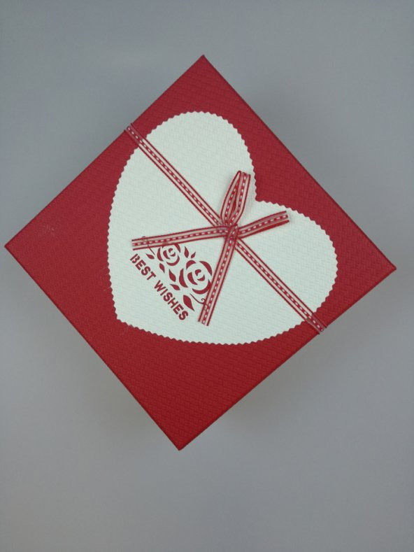 KUTU KIRMIZI KREM BEST WİSHES 19CM X 19CM X 9CM - 2