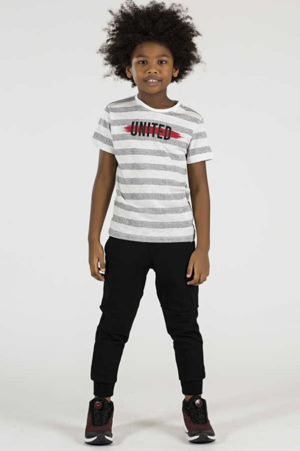 Tommy Life Çizgili United Siyah Çocuk Tshirt