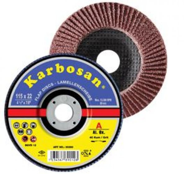 Karbosan Alüminyum Oksit Flap Disk 80 Kum 115x22 mm
