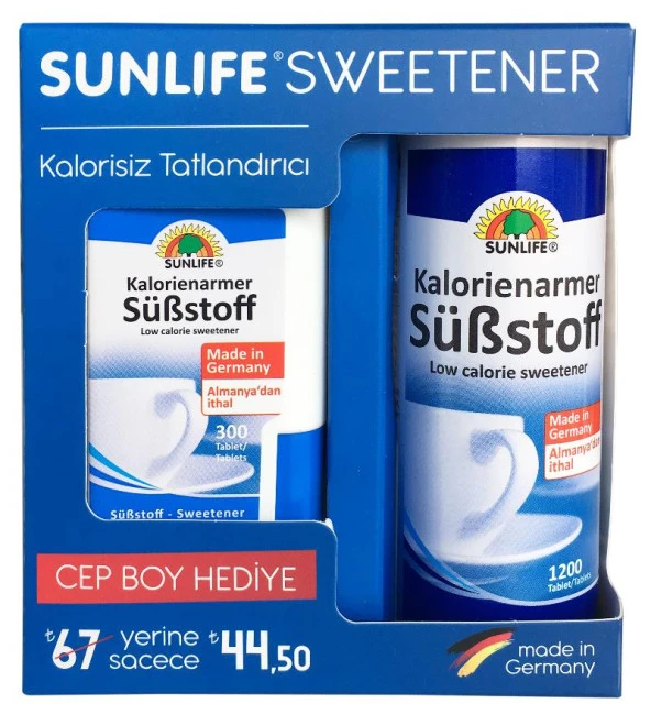 Sunlife Sweetener Tatlanıdırıcı + Hediyeli 1200+300 Tablet