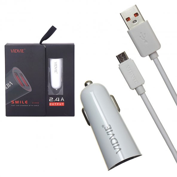 Vidvie CC505VN 5V-2.1A Mini Çift Çıkışlı Micro USB Araç Şarj Cihazı
