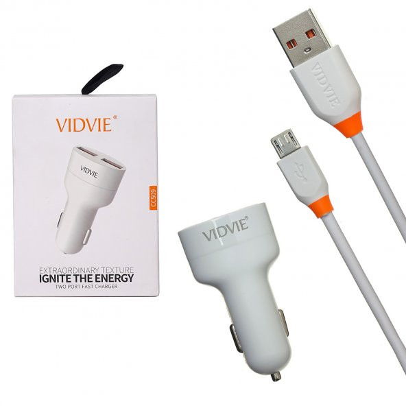 Vidvie CC509VN 5V-2.1A Çift Çıkışlı Micro USB Araç Şarj Cihazı