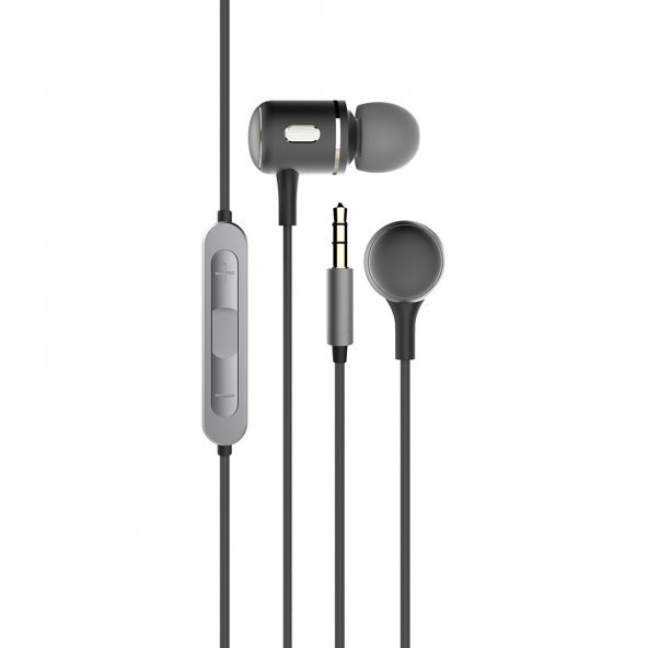 Vidvie HS624 3.5mm Metal Gövde Hediye Çantalı Mikrofonlu Kulaklık - Siyah