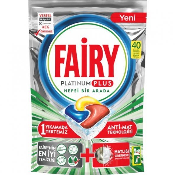 Fairy Platinum Plus 40 Yıkama Bulaşık Makinesi Deterjanı Kapsülü