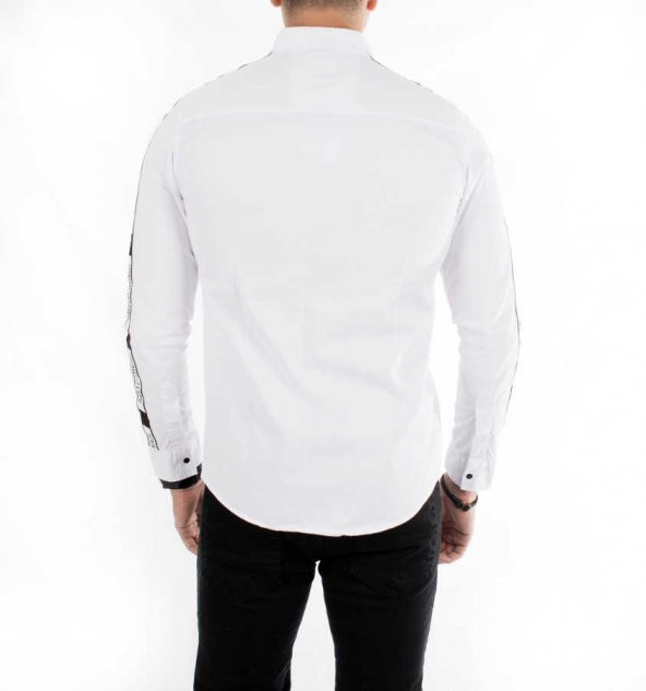 DeepSEA Önü Modelli Kolları Yazı Şeritli Kanvas Erkek Gömlek 1803 - 5