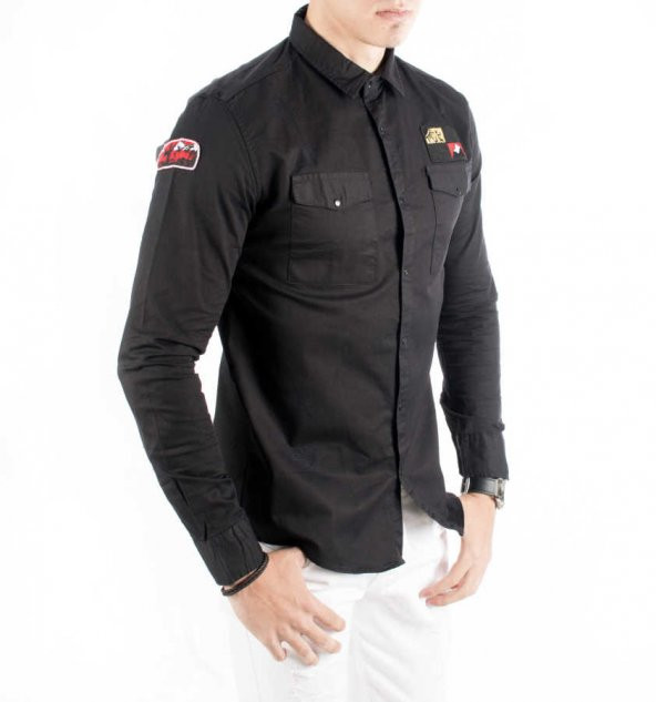 DeepSEA Kolları ve Önü Armalı Çıtçıtlı Spor Kanvas Erkek Gömlek 1 - 7