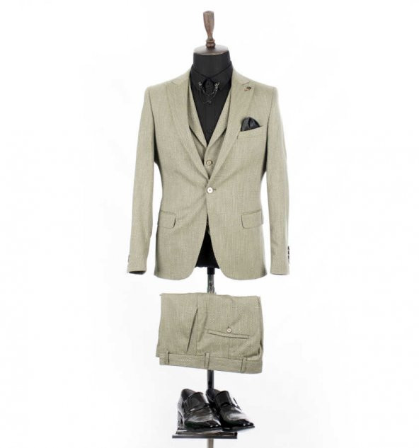 DeepSEA Dokuma Kumaş Çift Renkli İtalyan Kesim Erkek Takım Elbise