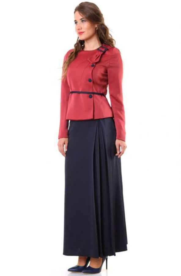Tuğba Etek-Ceket Takımı D7324 Lacivert - 3