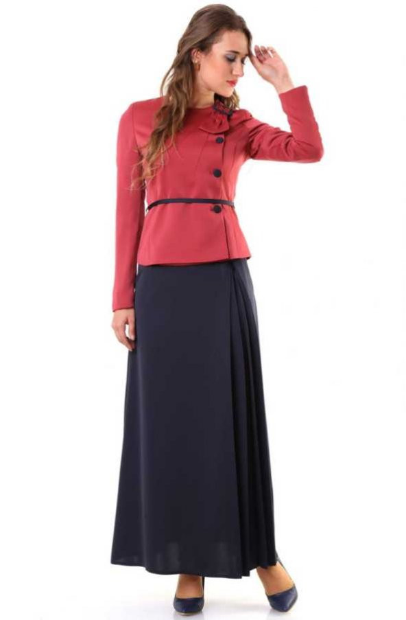 Tuğba Etek-Ceket Takımı D7324 Lacivert - 4