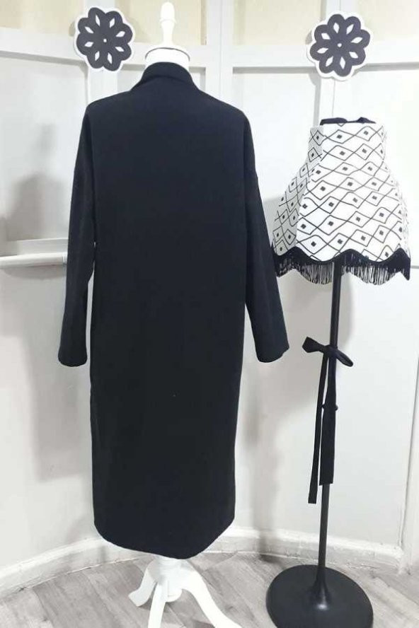 Tek Düğmeli Kaşe Kaban BRK-4000 Siyah - 5