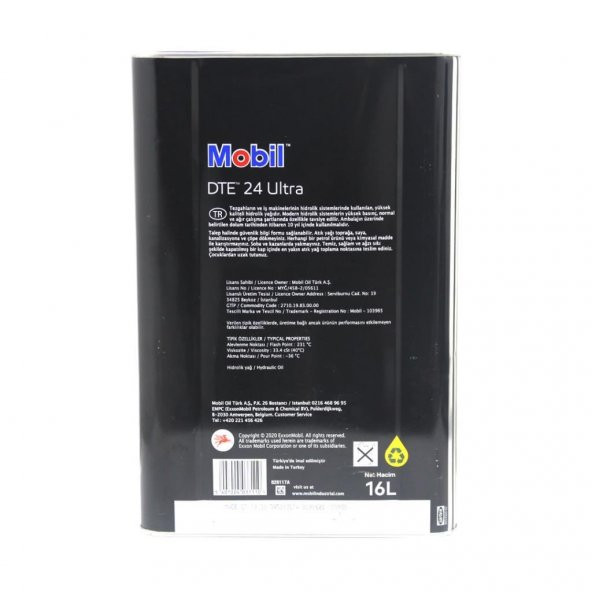 Mobil DTE 24 Ultra ISO VG 32 16 Lt Üstün Performanslı Hidrolik Yağ - 4