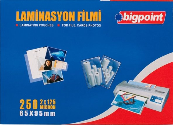 Bigpoint BP698 Laminasyon Filmi 65x95mm 125 Mikron 100'lü Kutu