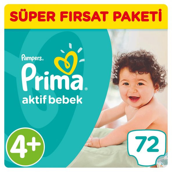 Prima Aktif Bebek Bezi 4+ Beden Maxi Plus Süper Fırsat Paketi 72 Adet