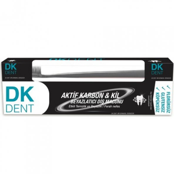 Dermokil DK Dent Aktif Karbonlu Diş Macunu Diş Fırçalı 75 ml
