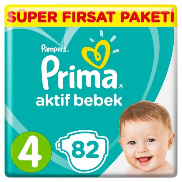 Prima Aktif Bebek Bezi 4 Beden Maxi Mega Fırsat Paketi 82 Adet