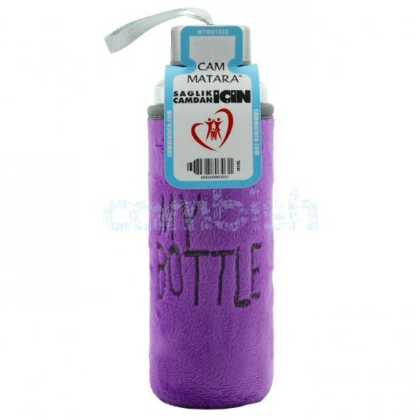 My Bottle Peluş Kılıflı Cam Matara Mor - 1