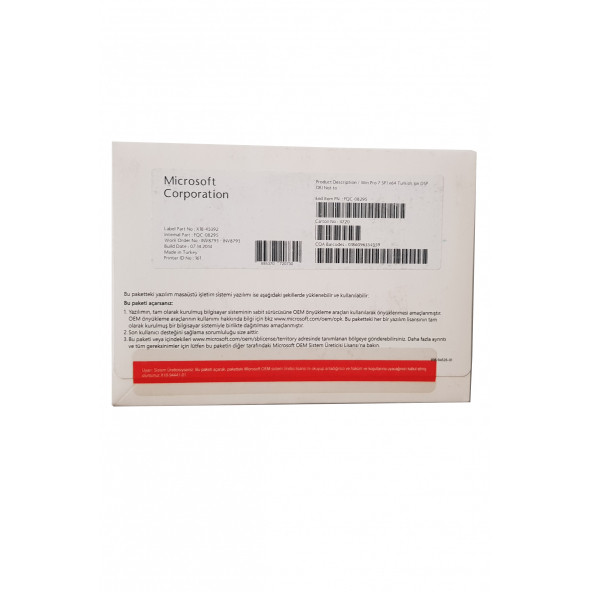 Microsoft Windows 7 Pro Türkçe Oem İşletim Sistemi (64 Bit) FQC-08295 Lisans - 2