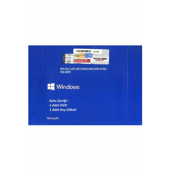 Microsoft Windows 7 Pro Türkçe Oem İşletim Sistemi (64 Bit) FQC-08295 Lisans - 3
