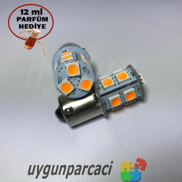 Led Sinyal Ampülü Turuncu Renk 13 Ledli - Oto Parfüm Hediye !!! - 1