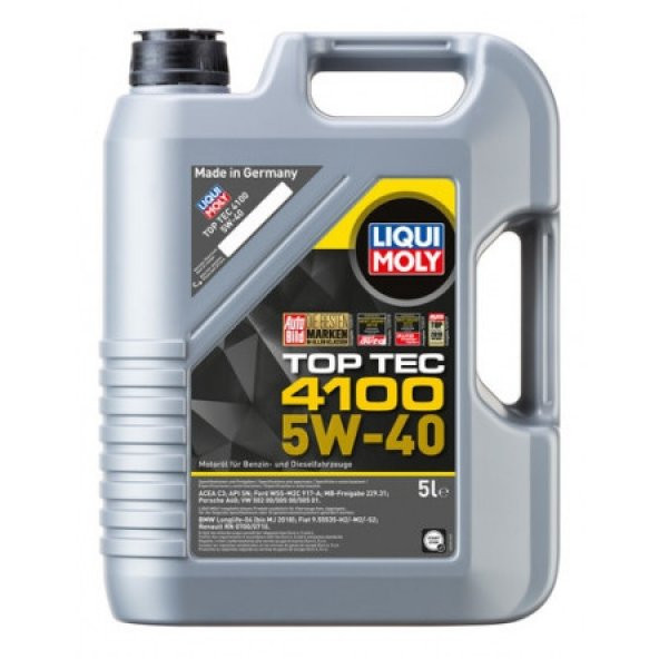 LIQUI MOLY 5W40 MOTOR YAĞI TOP TEC 4100 TAM SENTETİK 5 L (9511)