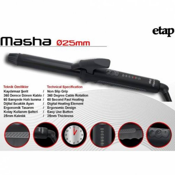 Etap Masha 25mm Profesyonel Kuaför Saç Şekillendirici Maşa - 4