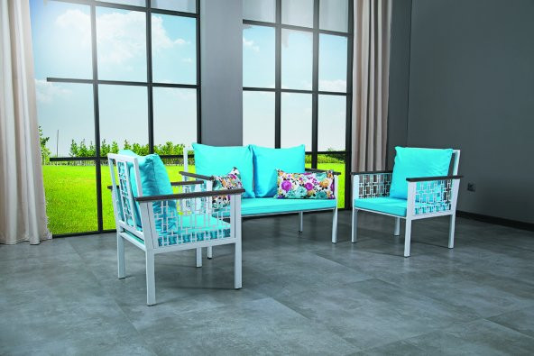 VERASİT PLUS WHİTE 2+1+1 BAHÇE TAKIMI(ORTA SEHPA HEDİYE)