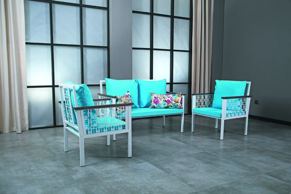 VERASİT PLUS WHİTE 2+1+1 BAHÇE TAKIMI(ORTA SEHPA HEDİYE) - 4