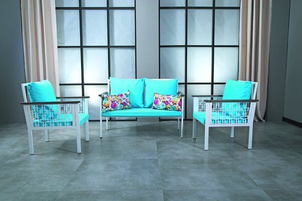 VERASİT PLUS WHİTE 2+1+1 BAHÇE TAKIMI(ORTA SEHPA HEDİYE) - 5