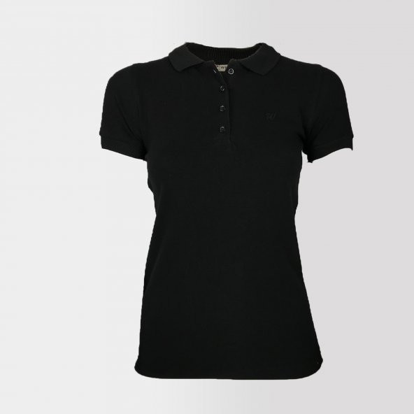 Vesyum Yakalı Siyah T-shirt